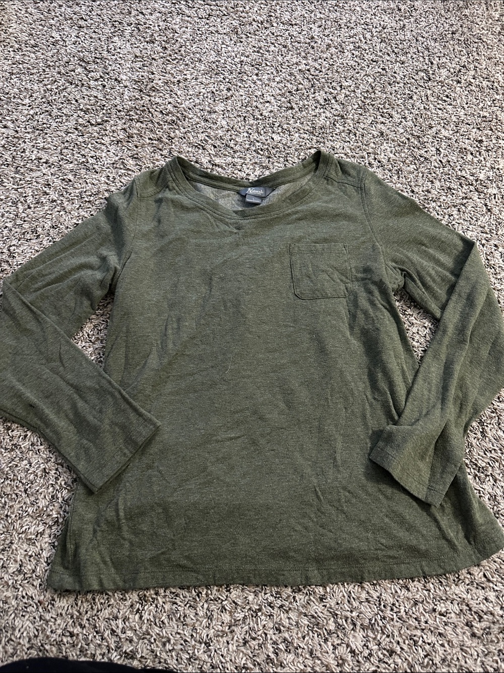 Natural Reflections Olive Green Long-Sleeve Pocket Tee